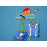 Kindergarderobe aus Holz, Made in Germany, 4 Haken, 40x30cm, Design PIRAT