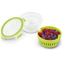 Emsa Clip & Go N10722 - Caja para frutas (1,1 L, incluye colador para una frescura más duradera, 100% hermética, con junta fresca, transparente, verde claro, fabricado en Alemania)