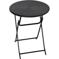 Runder Klapptisch Ø60 cm Garten-Esstisch mit dekorativer Holzoptik für Balkon Terrasse dunkelgrau