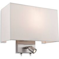 Firstlight Fargo - Applique murale d'intérieur à 1 ampoule avec lampe de lecture en acier brossé, abat-jour crème, E27