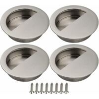 Poignée Porte Coulissante 4 Pièces Porte Coulissante Poignee Porte Coulissante Porte Coulissante Placard Poignée Encastrée Poignée de Meuble avec Vis Porte Coulissante Armoire Argent-Crezuo