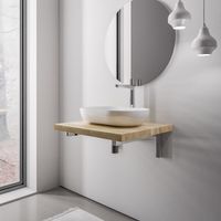 BERNSTEIN - Piano lavabo in rovere massello 60x52x7cm (LxPxA) + staffe di montaggio cromate - PUREWOOD 60 centimetri, cromo