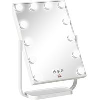 Espejo de Maquillaje con Luz Espejo Hollywood de Mesa con 12 LED 3 Modos y Luz Ajustable Pantalla Táctil y Función de Memoria para Dormitorio Baño 32,8x11x47,4 cm Blanco