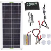 Panneau de charge solaire 12V à 220V 30W, onduleur solaire 220W, Kit de chargeur de batterie pour Camping randonnée 10A