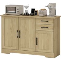 Armoire de salon 3 portes 2 tiroirs étagère réglable 120x38x79 cm Naturel