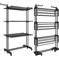 Songmics – Étendoir à linge mobile 4 niveaux – Acier inoxydable et plastique – 63,5 x 125,5 x 173 cm – Grande capacité 41 kg – Pliable avec roulettes