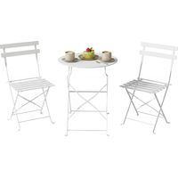 Set Bistrò da Esterno Pieghevole con Tavolo e 2 Sedie, Bianco