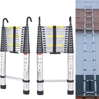 16.5FT Extension Ladder Telescopic Step Ladders Loft Attic Collapsible Detachable Hook