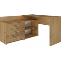 MOLINE - Escritorio esquinero con almacenaje - 3 cajones + 2 estantes - 120x50x76 cm - Escritorio para ordenador