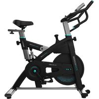 Cyclette spinning indoor con volano da 24 kg. APP. Cardiofrequenzimetro. Display LCD. Supporto per dispositivi e bottiglia. Ruote di trasporto. Sellino regolabile in verticale e orizzontale.