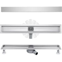 Duschrinne Extra Flach 50cm Befliesbar 360° Siphon Edelstahl komplettset duschabfluss bodenablauf Siphon mit Geruchsstop und Haarsieb Größen 30100cm Ablaufrinne für Badezimmer