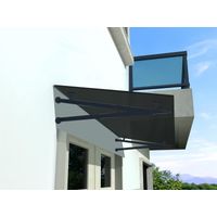 BuyLando - (V) Auvent en verre gris 120x90 cm avec support en acier inoxydable RAL 7016