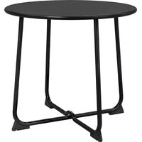 Tavolino da caffè esterno rotondo 50 cm, tavolo metallo base a X piedini antiscivolo nero