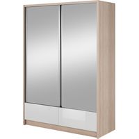 ARIA II 154 cm Contenitore a 2 ante scorrevoli a specchio Rovere Sonoma / Bianco lucido
