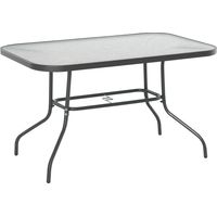 Table de jardin, en métal, en verre, gris, 120L, 80l, pour terrasse jardin, repas extérieur, terrasse balcon jardin