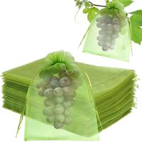 Sachet protection raisin 20x30 cm, 50 pièces, vert, avec cordon, anti-guêpes, oiseaux et insectes.