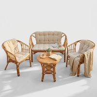 Salon de jardin en rotin 2 places avec fauteuils et table Turks