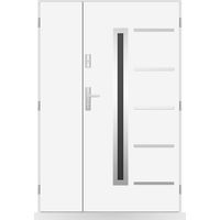 Porte d'entrée double Calisson - 130-140-150x208cm - Couleur: Blanc - Poussant: Droit - Dimensions: 100x40
