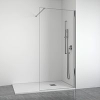 BELLOBATH – Duschwand mit feststehender Frontscheibe – Transparent – Chromprofile – Breite anpassbar 120–122 cm – Höhe 195 cm