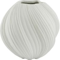 Vaso YATUNG in pietra con finitura crema lucida - Ø34x32 cm