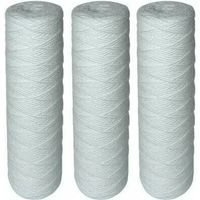 Pack of 3 Wound Filter Cartridges for Water Filters – Filtrates Sediments down to 25 microns – Universal Standard 10" Size – Lifespan: 1 year