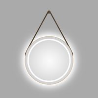 TALOS LED Badspiegel Rund CORVIA Shine in matt Gold Ø50 cm - Spiegel rund mit hochwertigem Band in Lederoptik - feuchtraumgeeignet durch Aluminiumrahmen