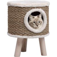 Vidaxl – Maisonnette pour chat en herbe de mer – 41 cm – Avec pieds en bois – Refuge confortable pour griffades et siestes