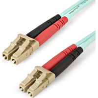 StarTech.com Cavo in fibra ottica multimodale da LC/UPC a LC/UPC OM4 da 5 m - Fibra LOMMF/VCSEL Zipcord da 50/125 µm, Reti 100G - Bassa perdita di inserzione - Cavo patch in fibra LSZH - Turchese