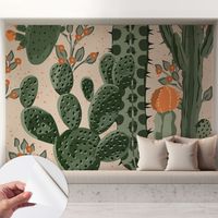 Papier peint adhésif autocollant pour salon chambre à coucher tendance et originale Cactus verts 208x146 cm