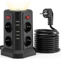 Tour de prise multifonctionnelle ue à 8 positions avec 5 ports USB, conception de commutateur de commande indépendant pour les cartes enfichables de bureau à domicile