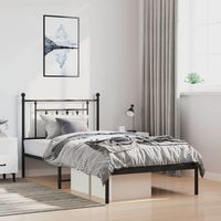Estructura cama sin colchón con cabecero metal negro 100x190 cm vidaXL