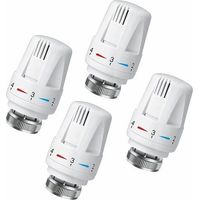 Tigrezy -Lot de 4 Tête Thermostatique Connectée Vanne Thermostatique Accessoire, Tete Thermostatique Radiateur, Tête de Remplacement de Vanne de Radiateur pour le Thermostat M30 x 1.5 White