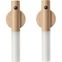 Veilleuse à détecteur de mouvement en bois, éclairage de couloir magnétique, applique murale LED rechargeable, escalier portable, chambre à coucher, alimentée par batterie (bois de frêne blanc, 2 pièc