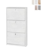 Platzsparender schlanker Schuhschrank mit drei Türen White Oxide 63x18x h117 cm