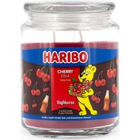 Haribo™ Candela profumata Cherry Cola, 2 stoppini, 13×10 cm, 100 h, vetro, mela, frutti di bosco, ciliegia, rosso scuro