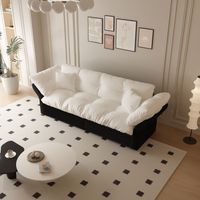 Canapélit queensize de 190 cm canapélit en velours beige/blanc canapélit convertible 3en1 avec touffage et 2 oreillers doux
