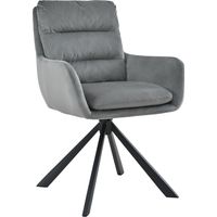 Bon Furni Chaise de Salle à Manger Pivotante 360° avec Accoudoirs en Velours Gris clair, Lot de 1
