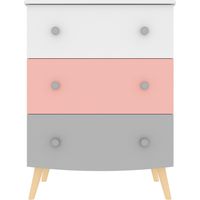 CASSETTIERA PER BAMBINI BIANCO, GRIGIO E ROSA RINGO
