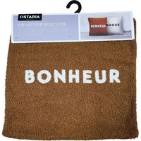 Housse de coussin carré - OSTARIA - Bonheur - Bouclette - Marron - 40x40cm