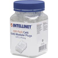 Intellinet Intellilnet 100er-Pack Cat6 RJ45-Modularstecker UTP 2-Punkt-Aderkontaktierung für Litzen