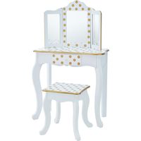 Toletta in Legno Oro con Sgabello e Specchio per Bambini Teamson Kids TD-11670M
