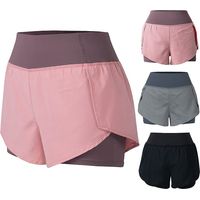 Short de course femme 2-en-1 avec poche, taille large, doublure couvrante, sport yoga, leggings M rose