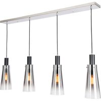 Visconte Atrani Ceiling Pendant Diner 4 Light with Ombre Glass Shade - Black