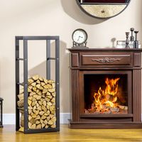 Porta legna da ardere, ripiano per camino, porta legna per interni ed esterni, portata massima 100 kg, dimensioni 40L x 25W x 100H cm, metallo nero