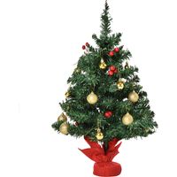 Sapin de Noël LED 60 cm avec boules et guirlandes lumineuses multicolores