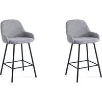 Set de 2 taburetes bajos de comedor, Astor en textil gris, 95x41x52 cm
