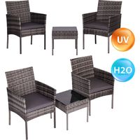 Technorattan Garden Furniture Set, 2 Chairs & Table, Grey