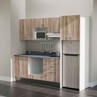Kochnischen K37L - 240 cm - Holz - Cromo - Spüle links + Haushaltsgeräte Edelstahl
