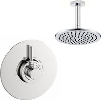 Chrome Modern Round Dual Concealed Thermostatic Shower + Ceiling Fed 8"" Rose
