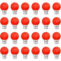 Lot de 24 ampoules LED Rouges B22 Incassables - Guirlandes guinguette - Culot baïonnette